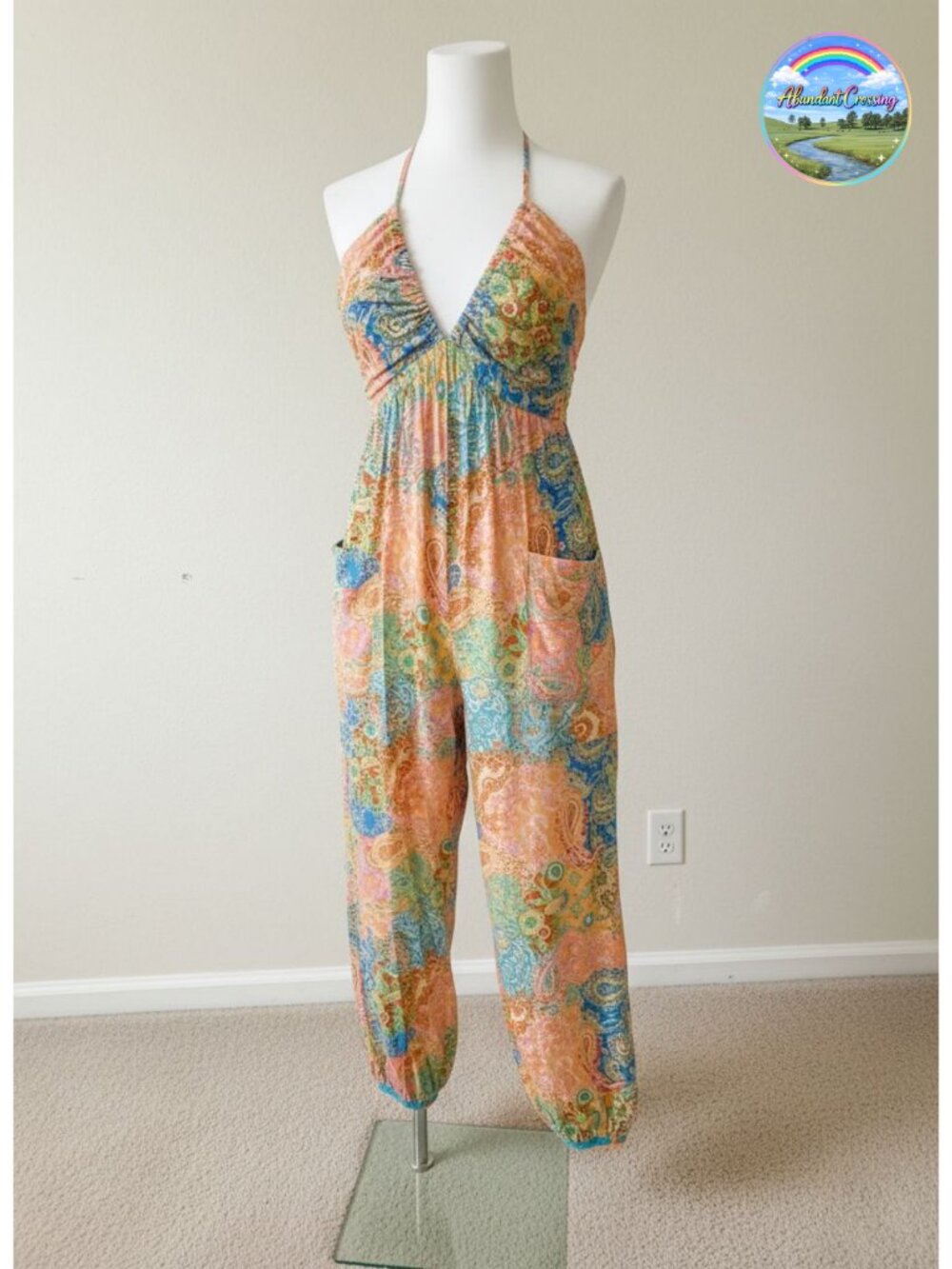 Cupshe Women's Halter Neck Maxi Jumpsuit Sleeveless Rayon Beach Resort Wear